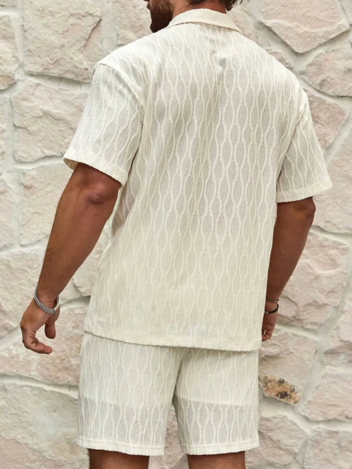 Men's Plus Size Collared Neck Short Sleeve Top and Shorts Set - Codrington Expressions 