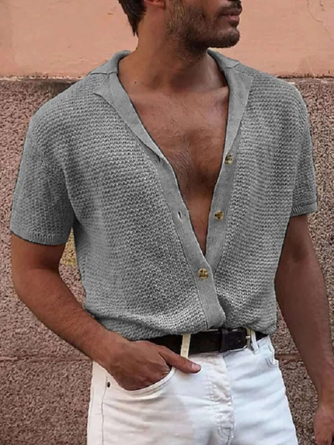 Men's Full Size Button Down Short Sleeve Shirt Plus Size - Codrington Expressions 