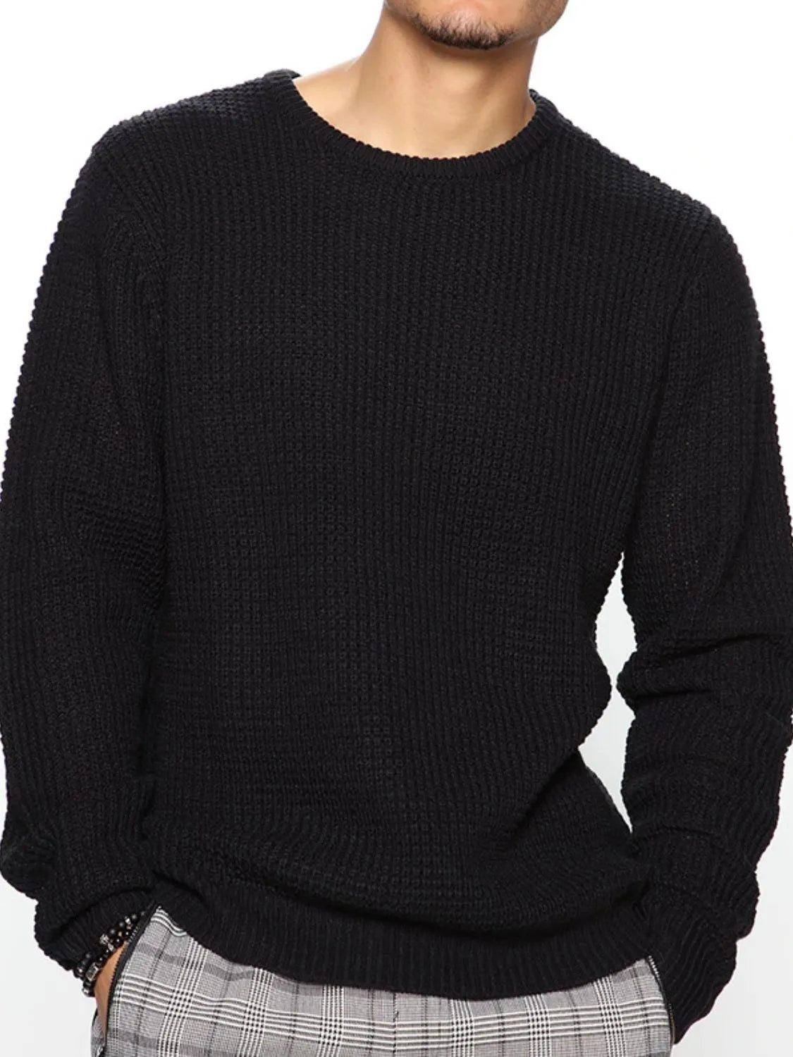Men's Full Size Round Neck Long Sleeve Sweater Plus Size - Codrington Expressions 