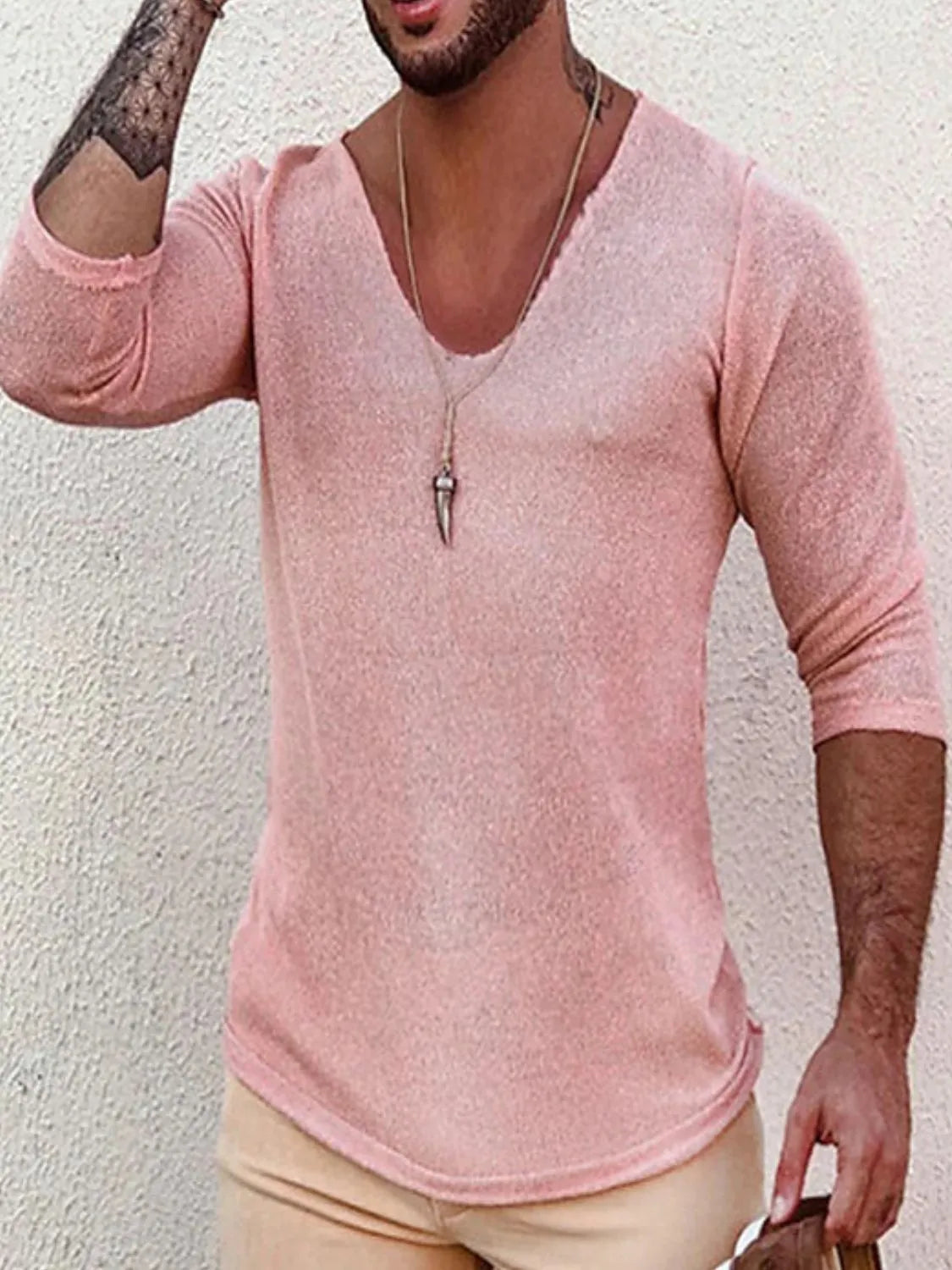 Men's Full Size V-Neck Long Sleeve T-Shirt Plus Size - Codrington Expressions 