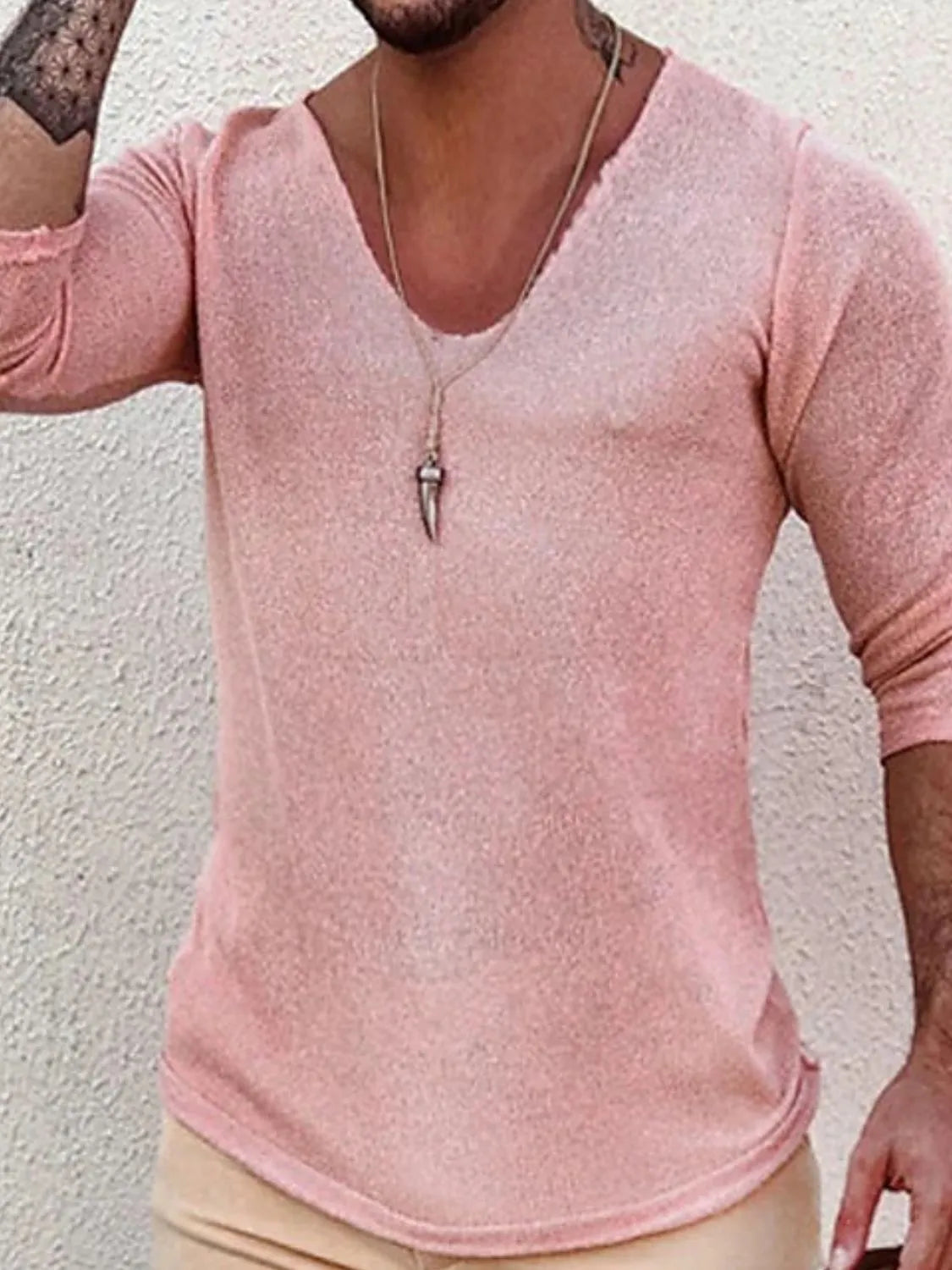 Men's Full Size V-Neck Long Sleeve T-Shirt Plus Size - Codrington Expressions 