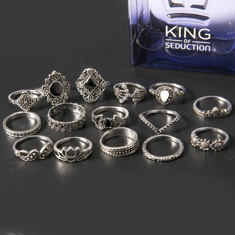15 Piece Alloy Vintage Ring Set - Codrington Expressions 