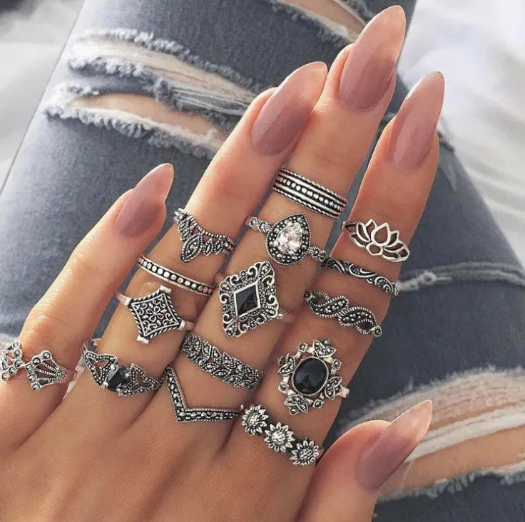 15 Piece Alloy Vintage Ring Set - Codrington Expressions 