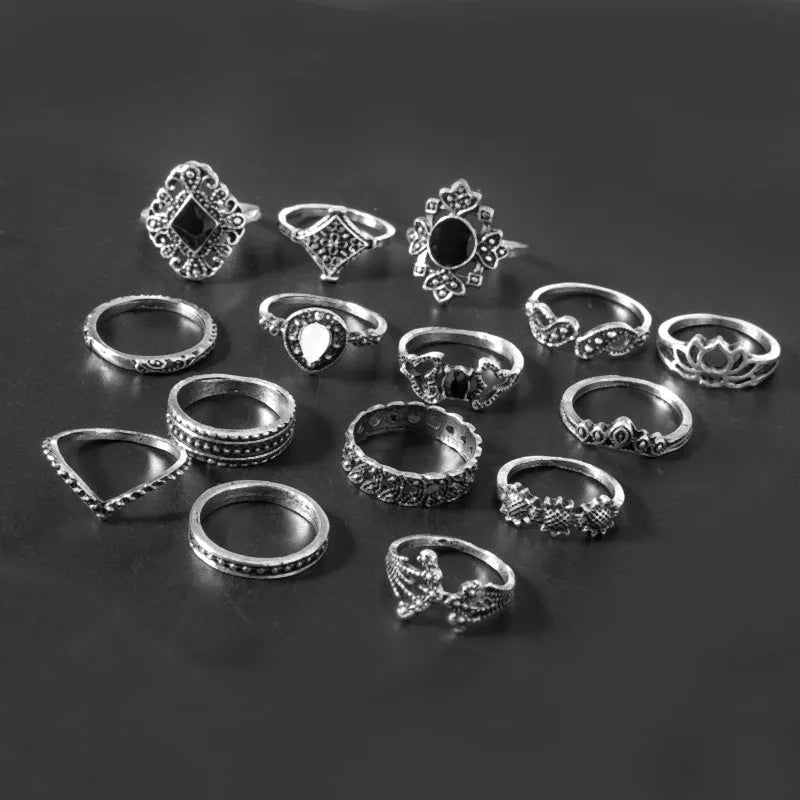 15 Piece Alloy Vintage Ring Set - Codrington Expressions 
