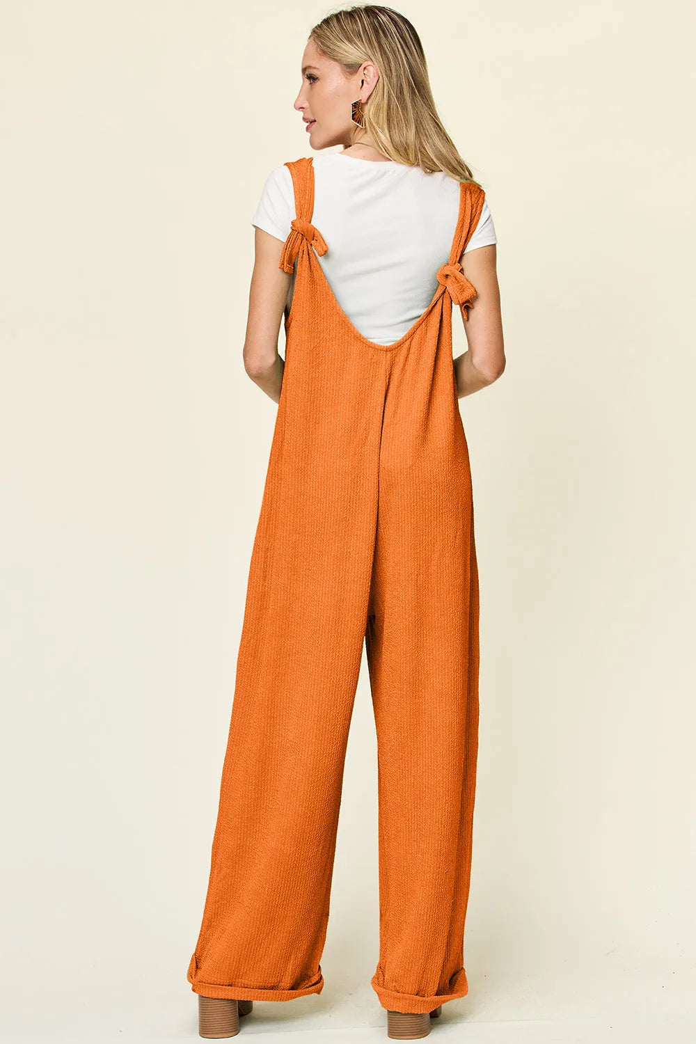Double Take Full Size Texture Sleeveless Wide Leg Jumpsuit - Codrington Expressions 