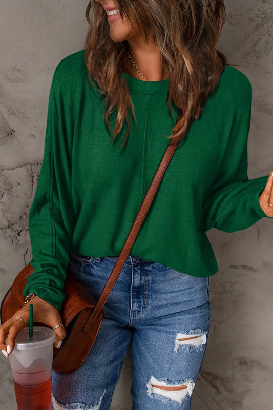 Double Take Full Size Round Neck Long Sleeve T-Shirt - Codrington Expressions 