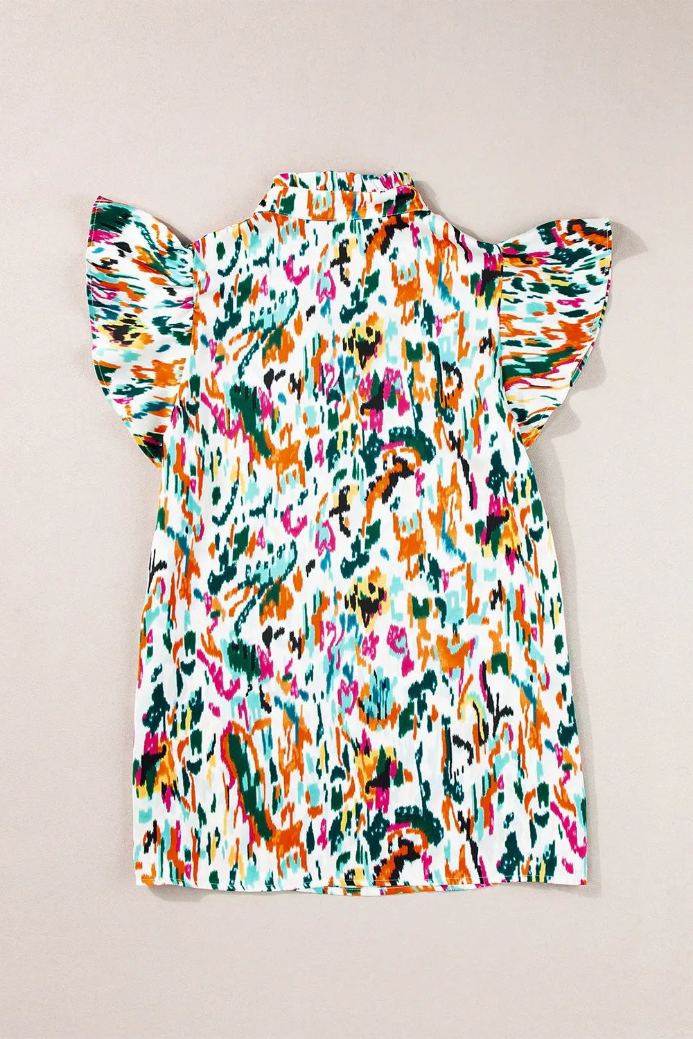 Abstract Print Ruffle Sleeve Blouse - Codrington Expressions 